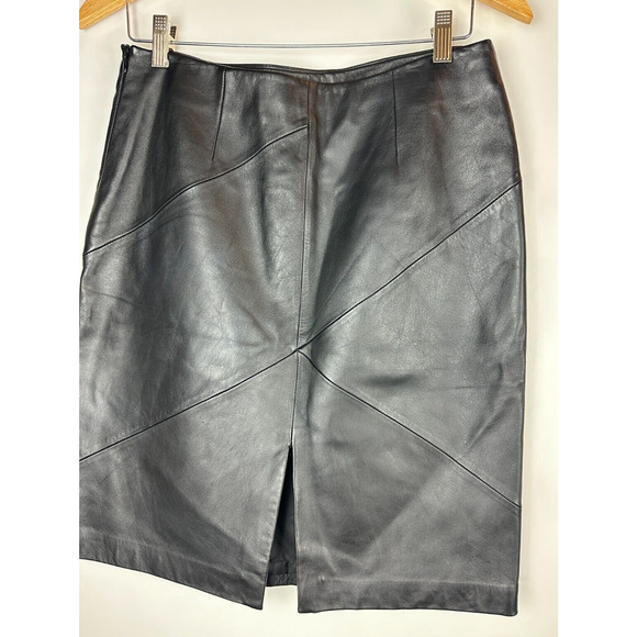 Valerie Stevens Separates 100% Leather Skirt Soft Black Pencil 90's Y2K Size 8 - Picture 7 of 13